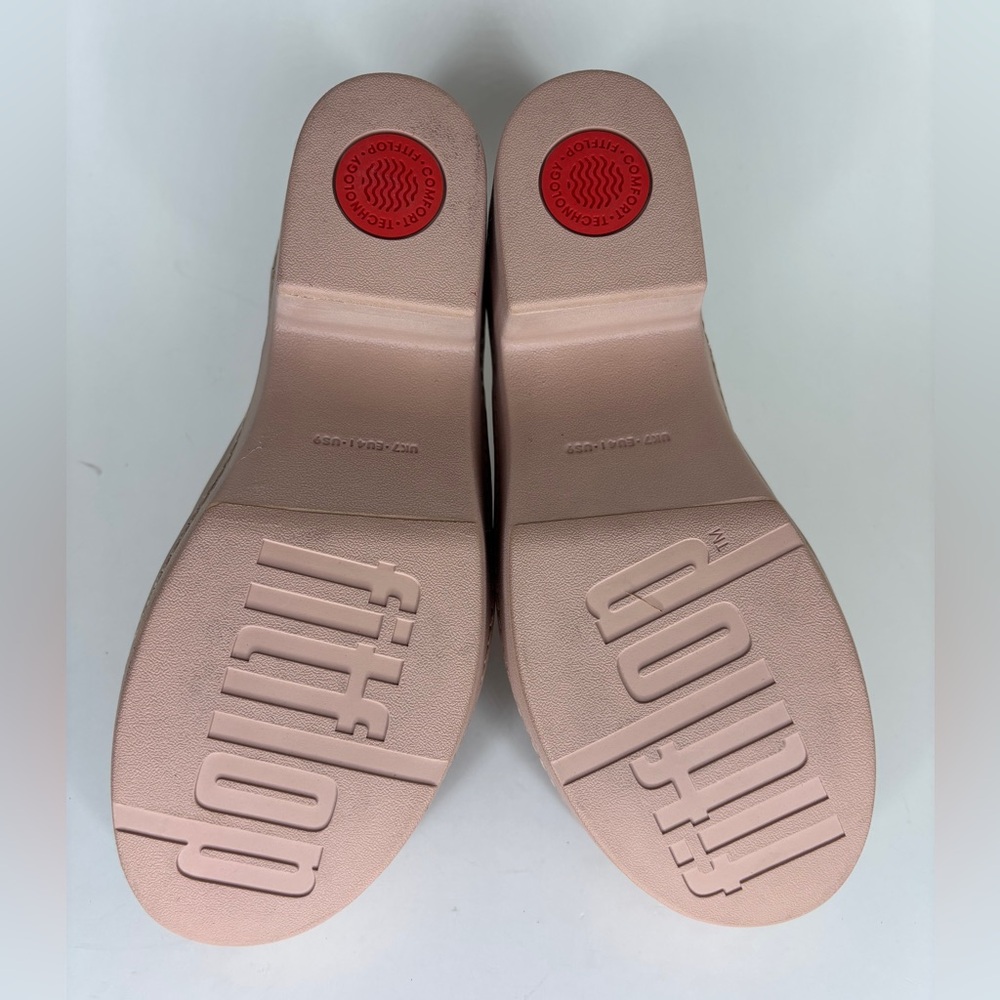 FitFlop CushX Chunky-Heel Mules – platform Beige Size US 9 EU 41 Comfort Clog - Picture 15 of 16